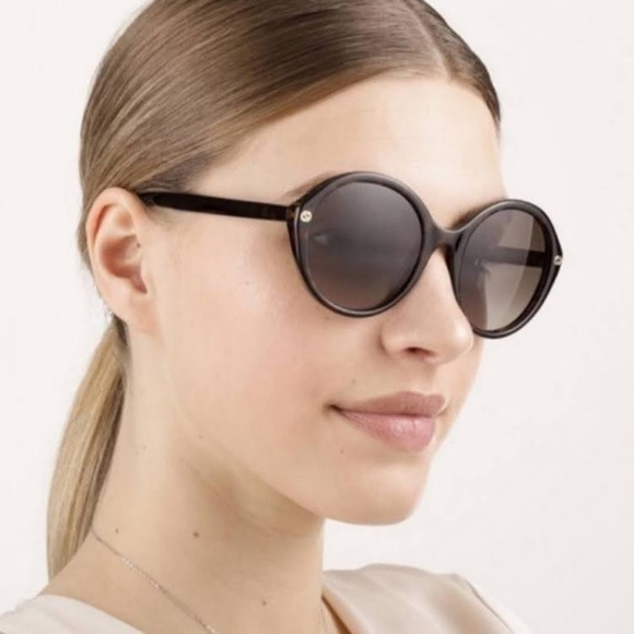 GUCCI WOMENS ROUND SHINY BLACK SUNGLASSES GG0023S-30000970-003 - Picture 2 of 5